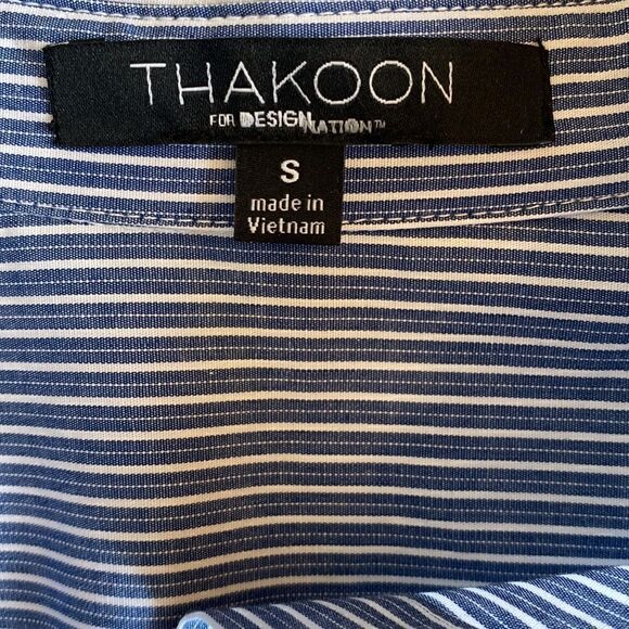 NWT Thakoon Design Nation London Blue White Button Down Striped Shirt Size S - Picture 12 of 15